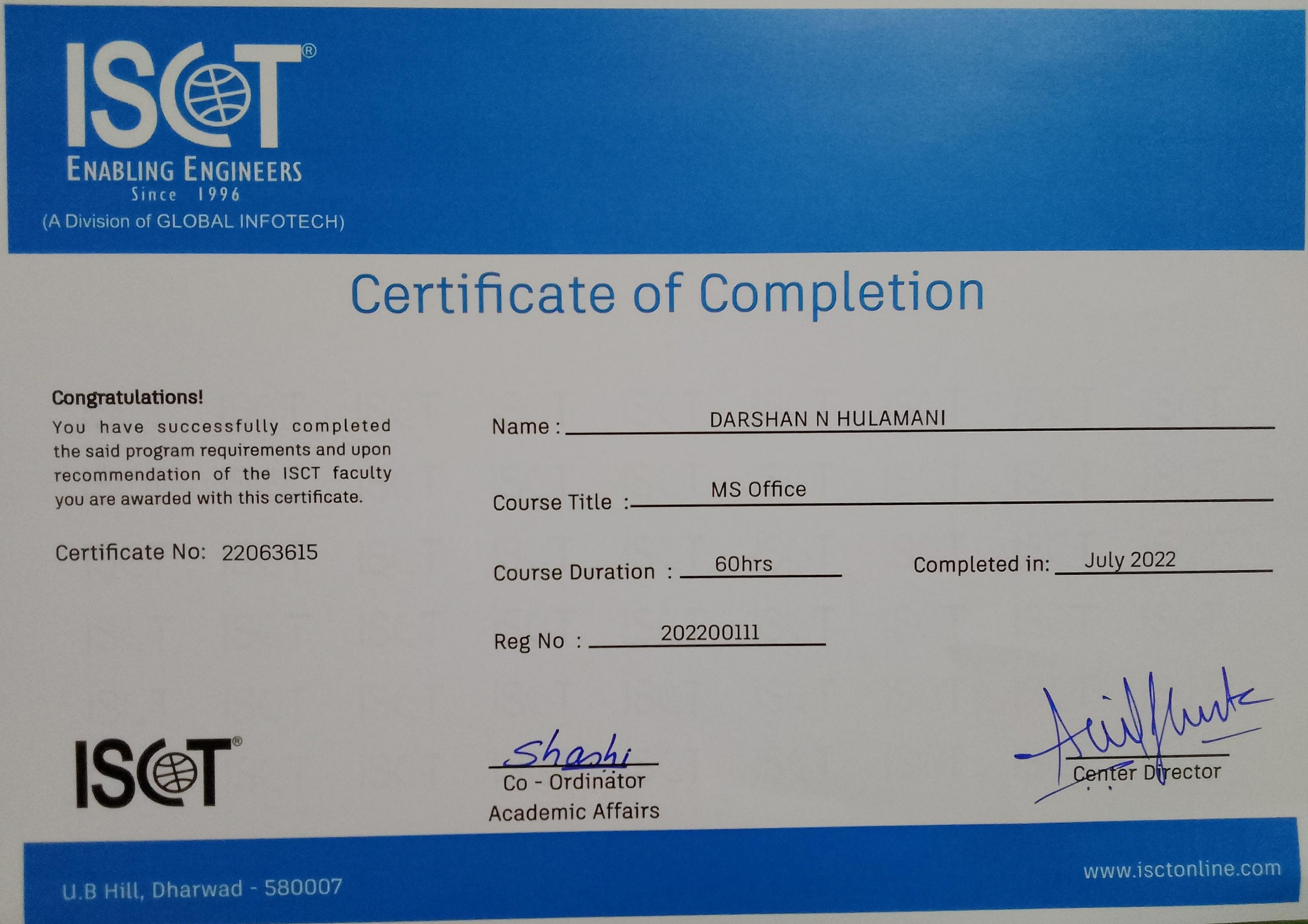 Microsoft Office Certificate