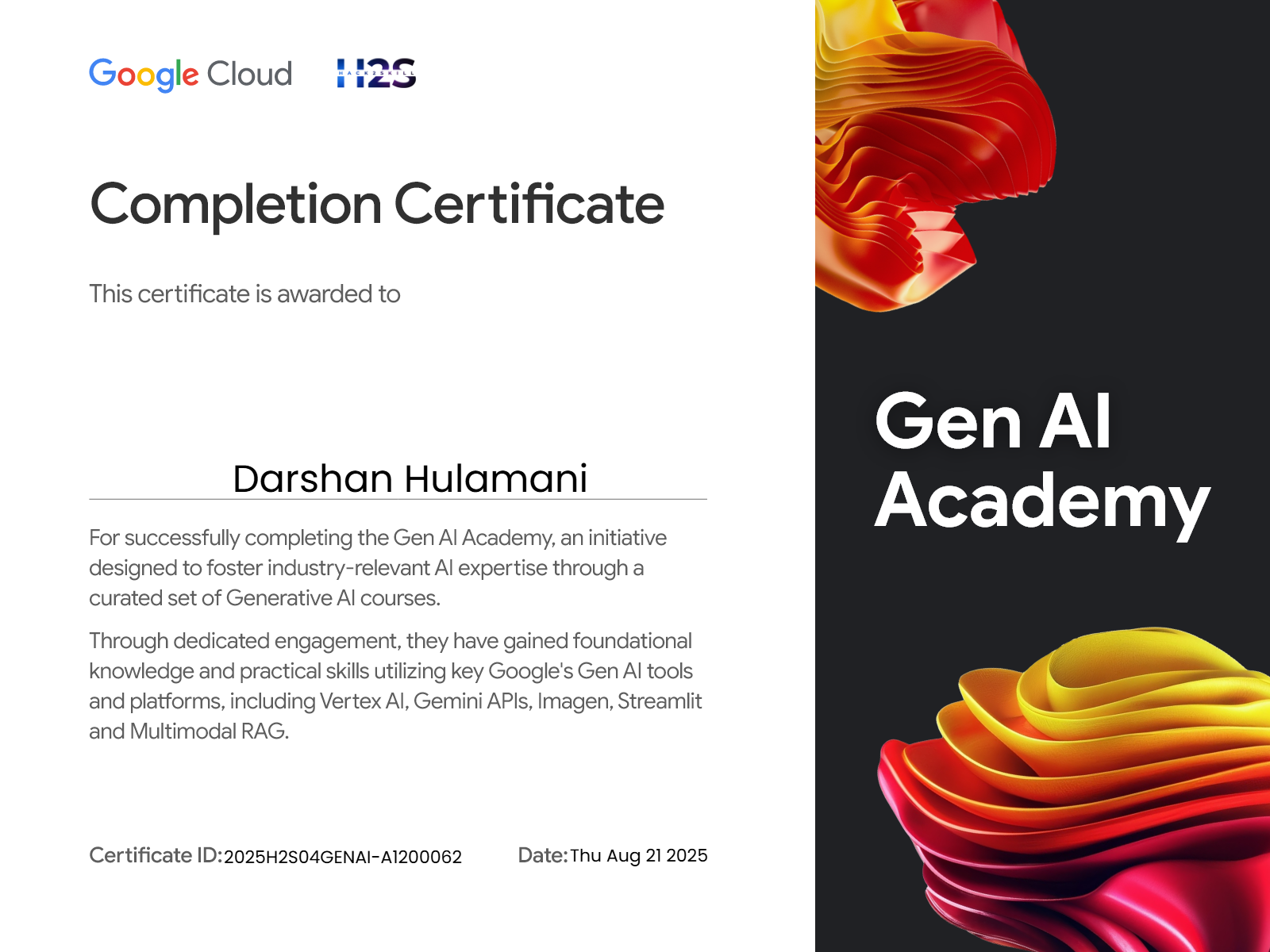 Hack2Skill Certificate